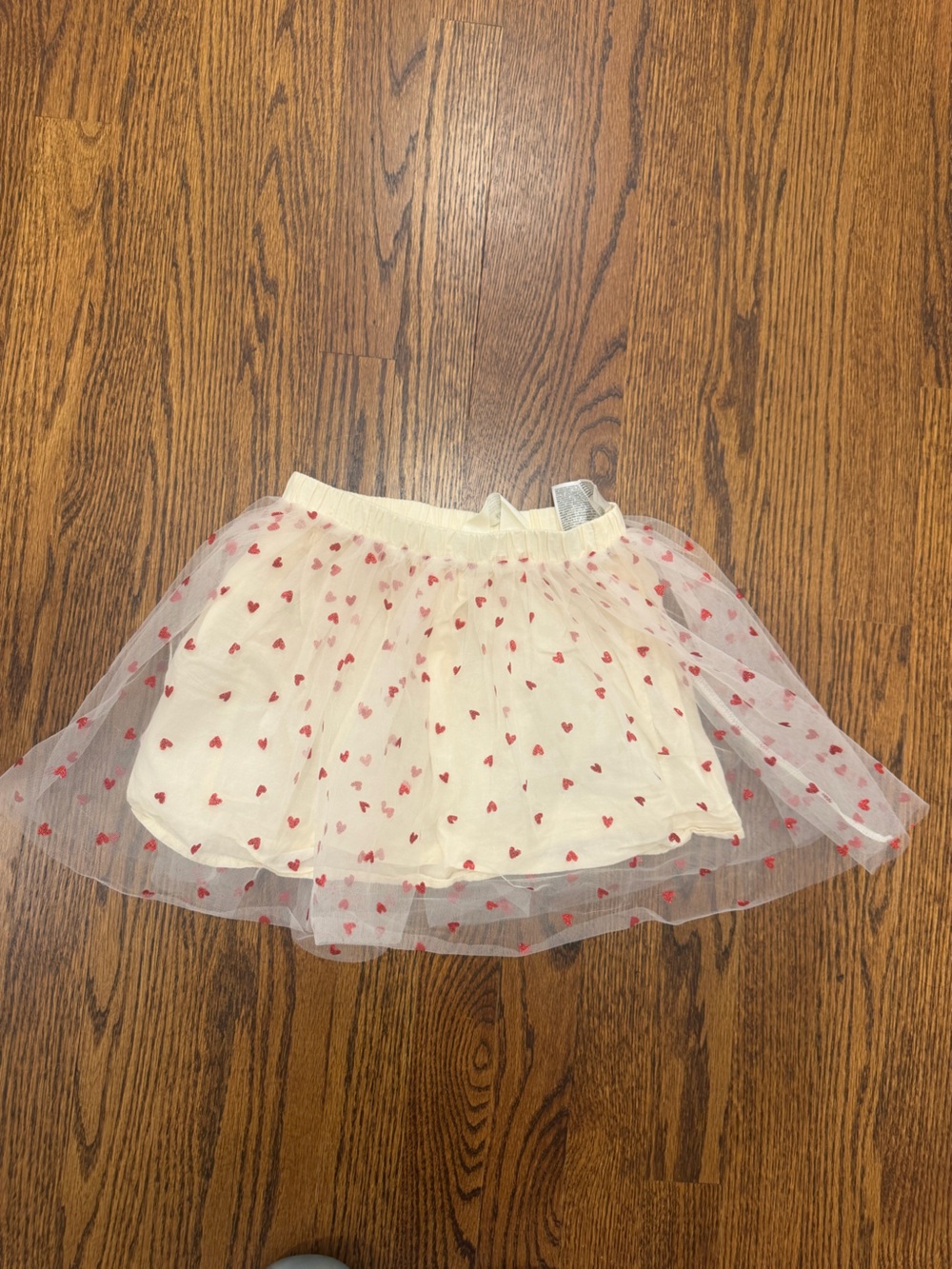 H&M Cream Tulle Skirt with Red Heart Print